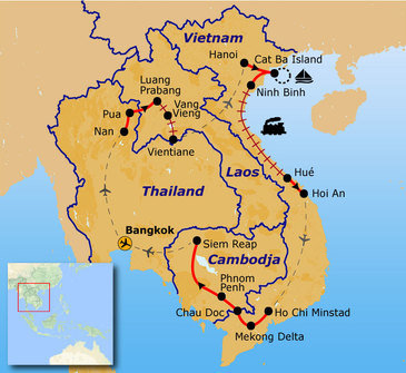 Route Indochina reis, 30 dagen