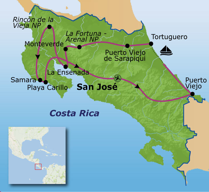 Route Costa Rica, 21 dagen