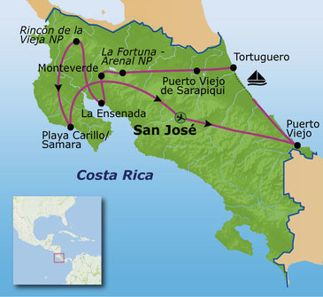 Route Costa Rica, 21 dagen