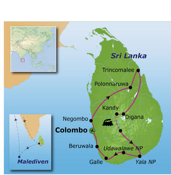 Route Sri Lanka en Malediven, 21 dagen