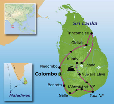 Route Sri Lanka en Malediven, 21 dagen