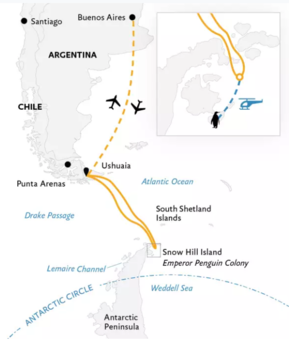 Route rondreis Antarctica 18 dagen