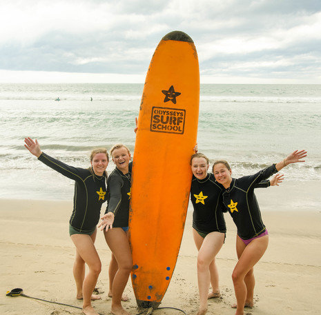 Groepsfoto surfen