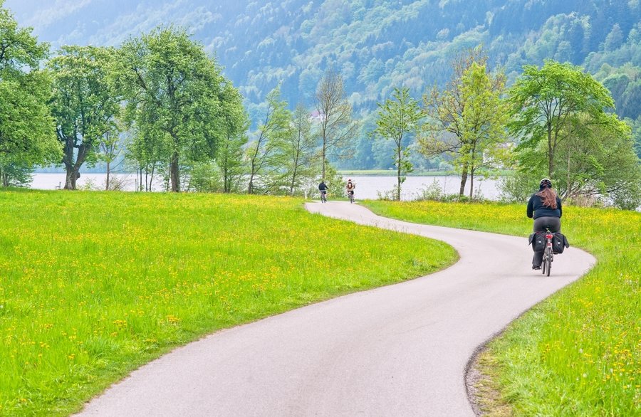 Fietser langs de donau