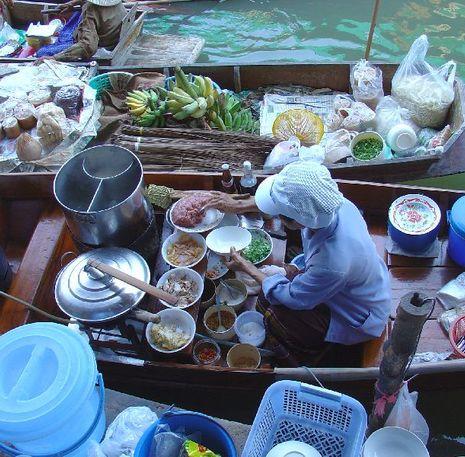 Drijvende markt Thailand