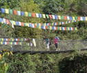 Familiereis Nepal hangbrug en gebedsvlaggetjes